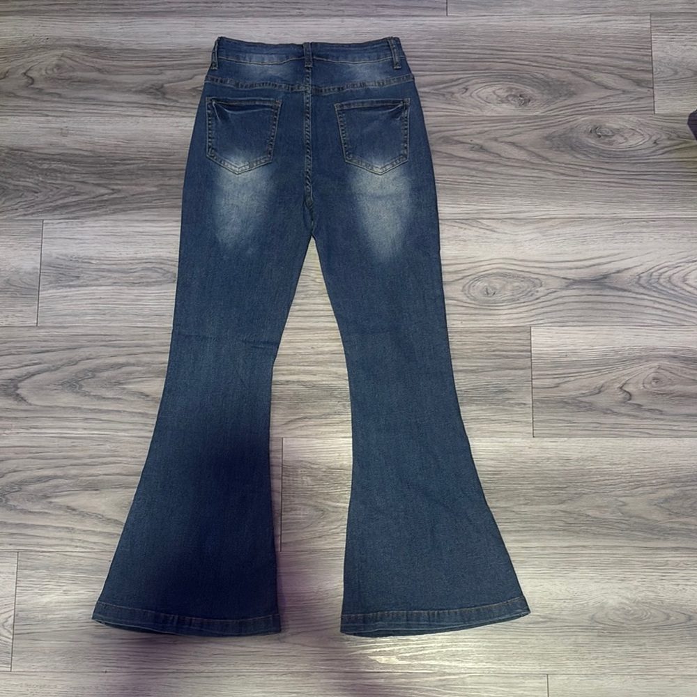 Blue Flare Wide Leg Jeans - Picture 2 of 2